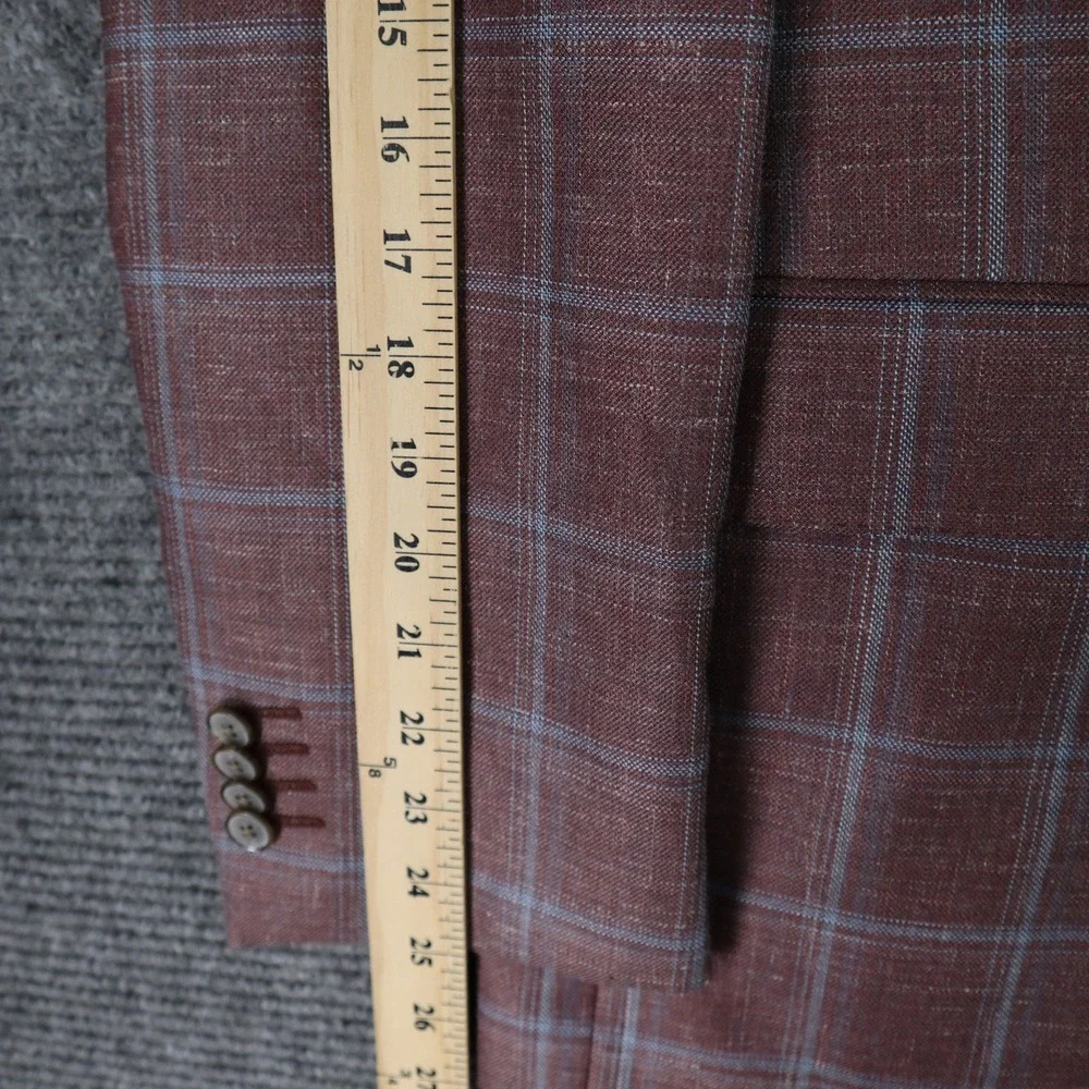 Joseph Abboud San Ildefonso Sport Coat Mens 40R Wool Silk Linen Windowpane Plaid
